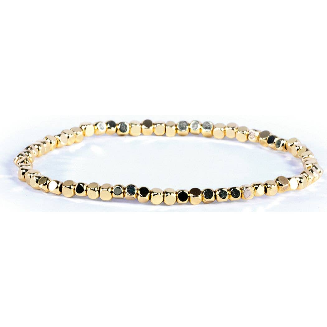 Gold Cube Bead Bracelet - Small (3mm)