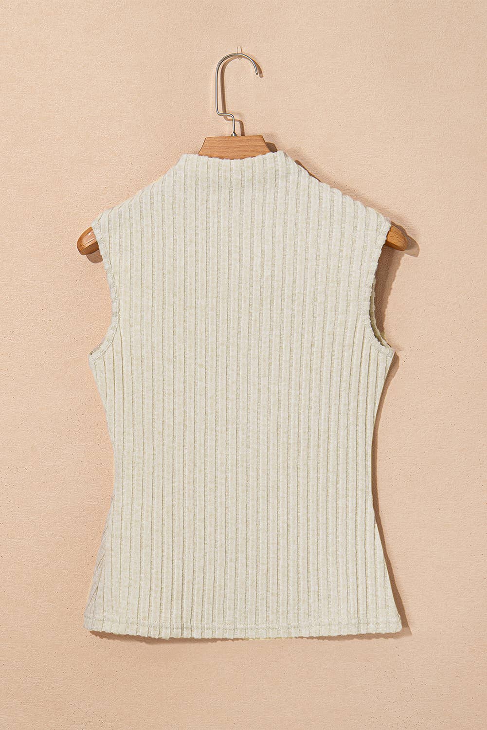 Ribbed Knit Mock Neck Tank Top