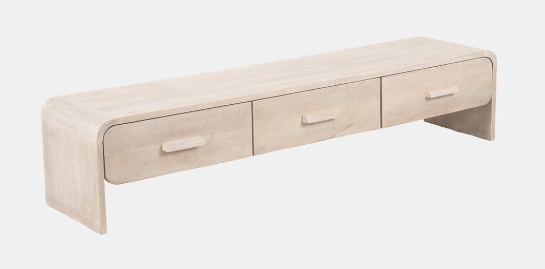 Wood Media Stand Whitewash