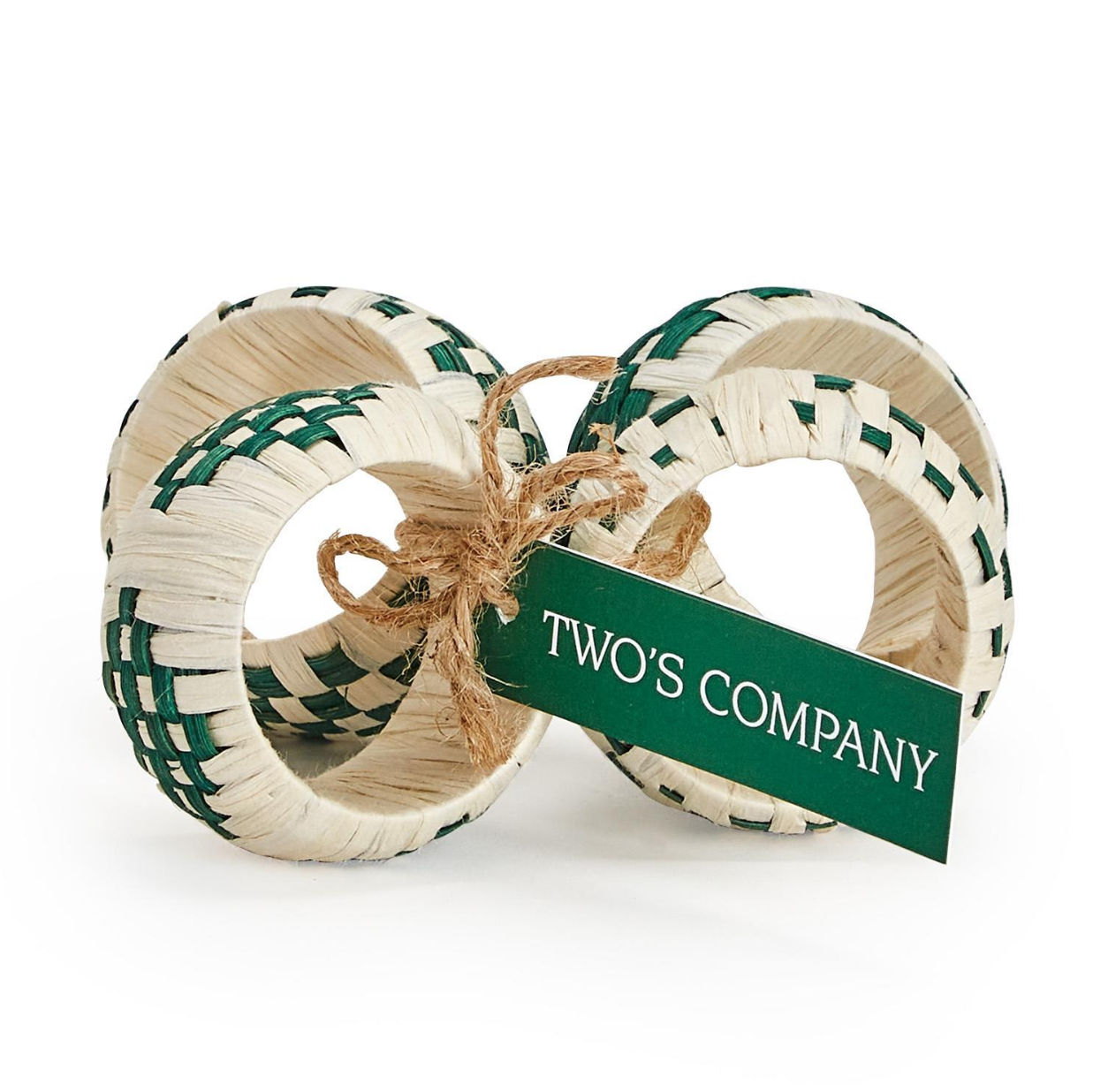Woven Garden Set of 4 Napkin Rings - Raffia/Cane/Plastic