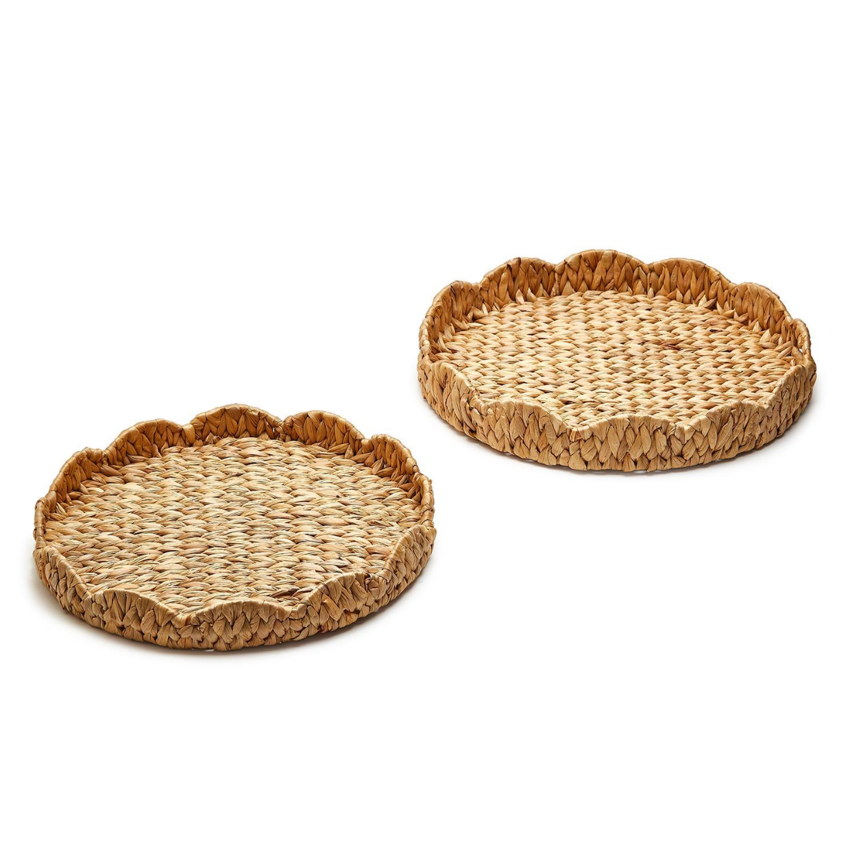 Set of 2 Scalloped Edge Round Tray Includes 2 Sizes