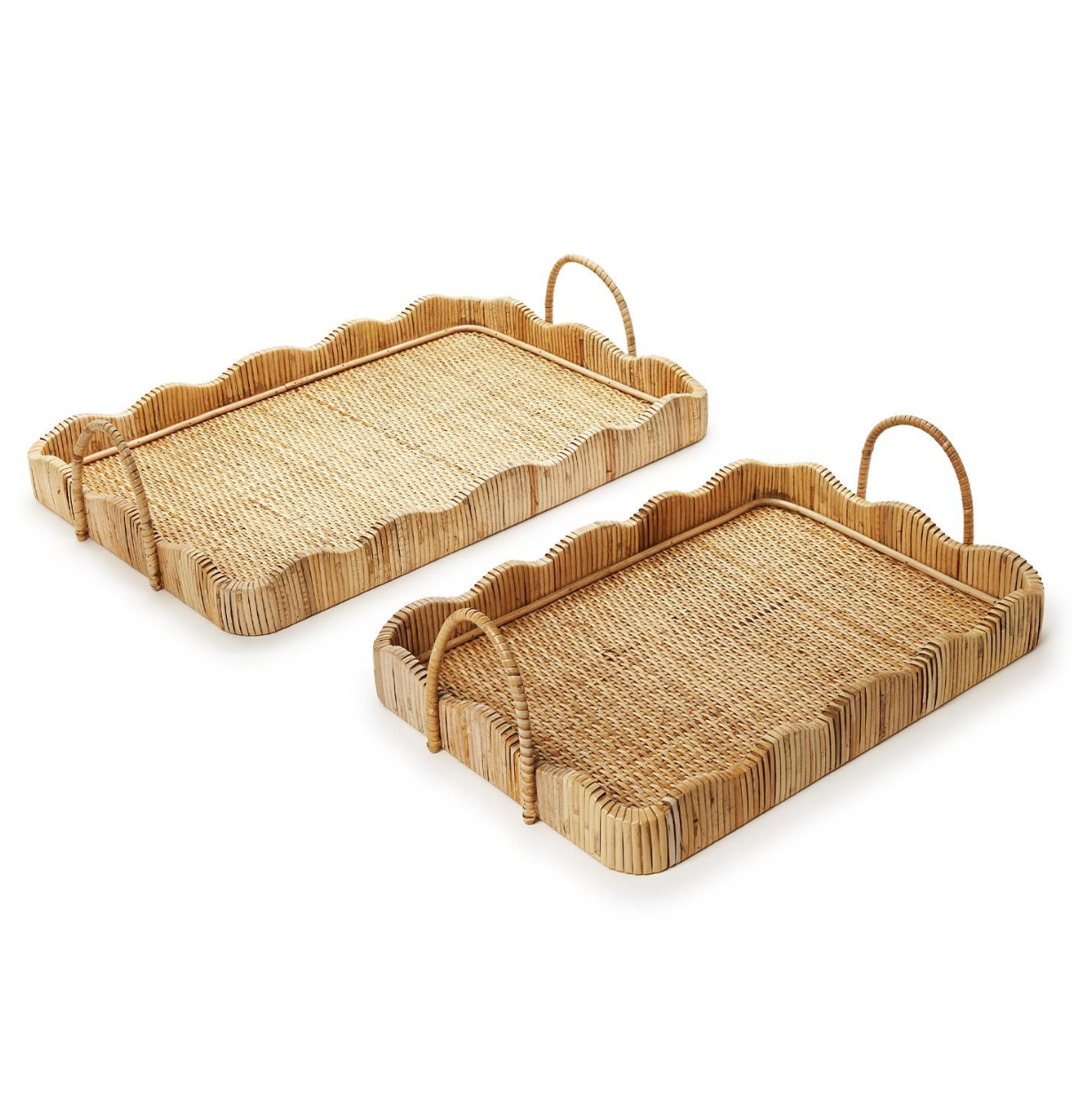 Set of 2 Scalloped Edge Trays with Handles