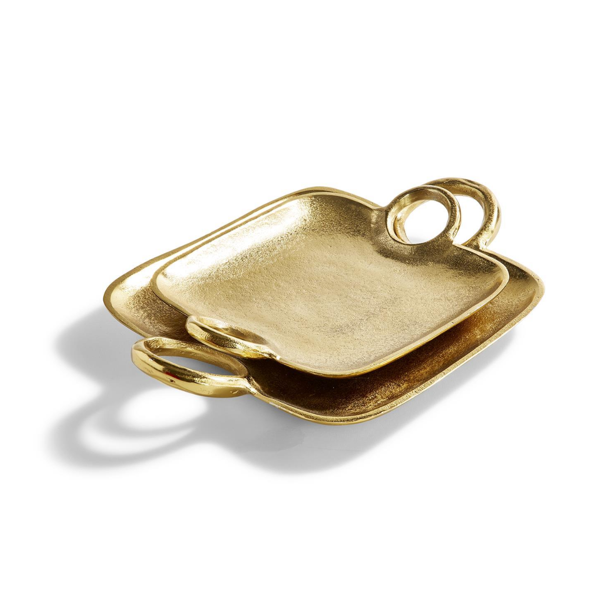 Metropolitan Set of 2 Decorative Gold Tray with Handles