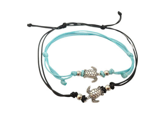 Black Turtle Anklet - Turquoise Turtle Ankle Bracelet