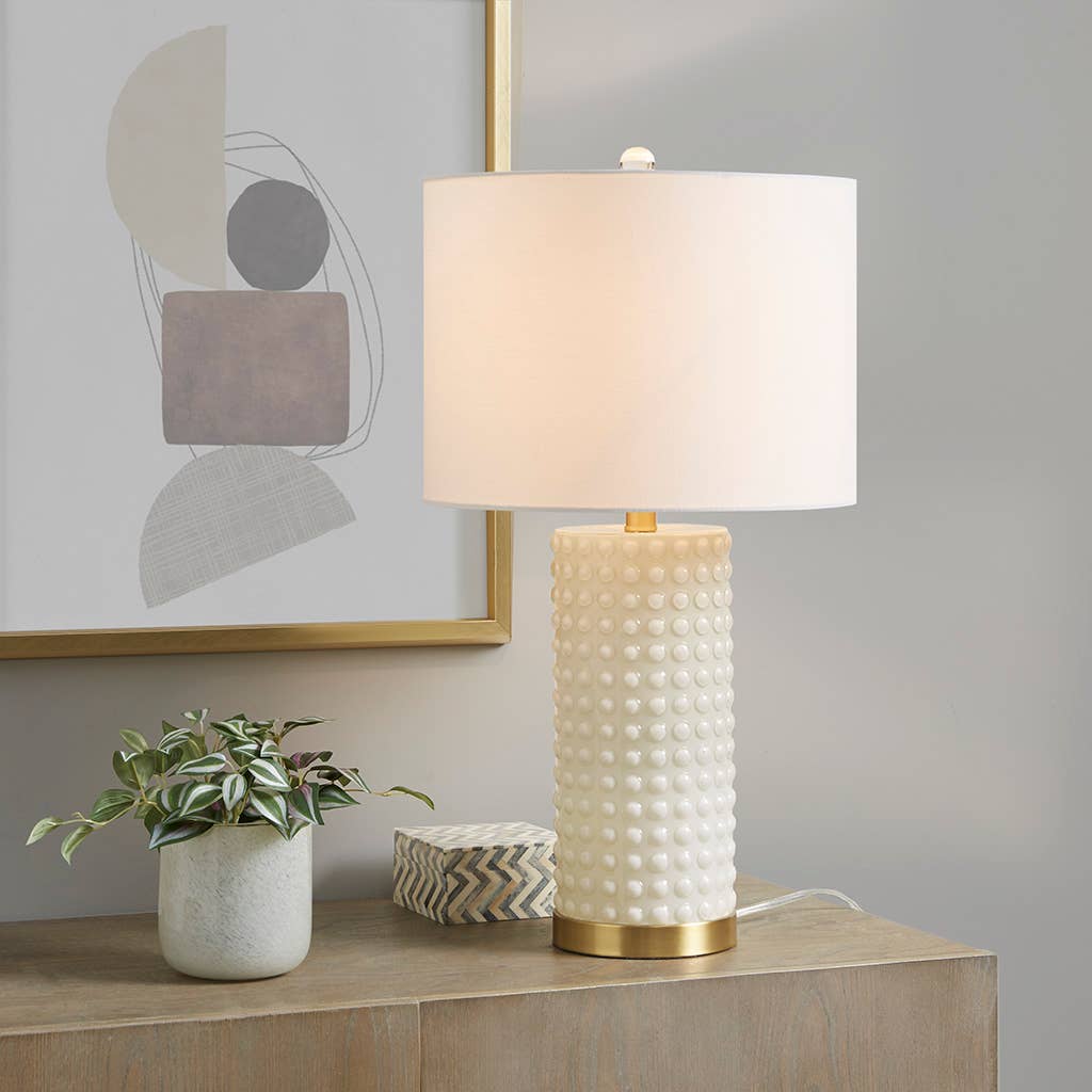 Gold White Glass Textured Dot Table Lamp Desk Lamp