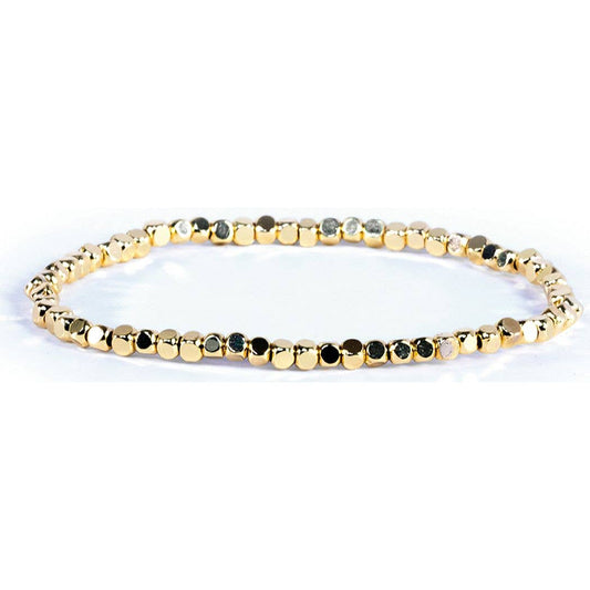 Gold Cube Bead Bracelet - Small (3mm)