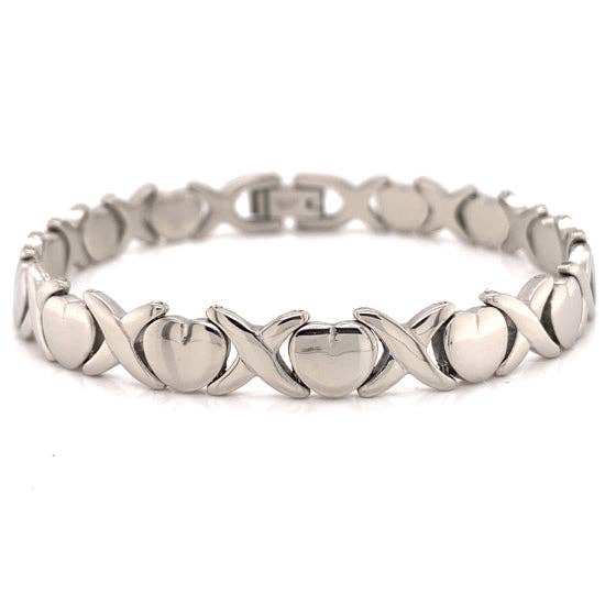 Ladies Stainless Steel  "Hugs & Kisses" Bracelet