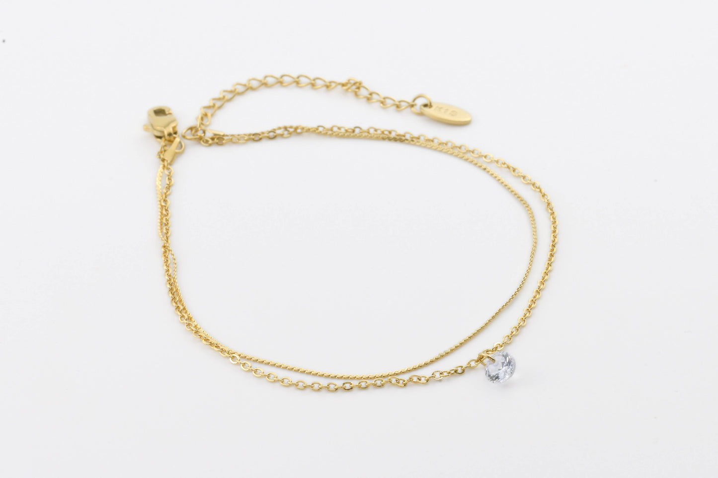 Dainty CZ Anklet - 18k Gold Diamond Ankle Bracelet