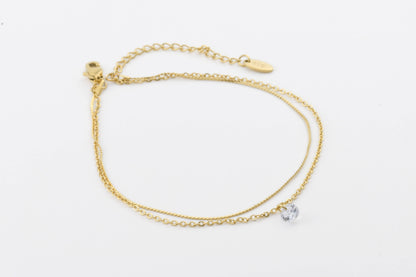 Dainty CZ Anklet - 18k Gold Diamond Ankle Bracelet