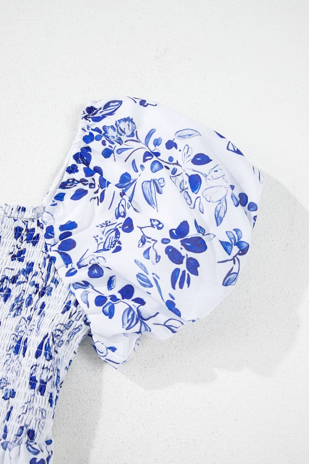 Floral Print Square Neck Bubble Sleeve High Waist Maxi Dress