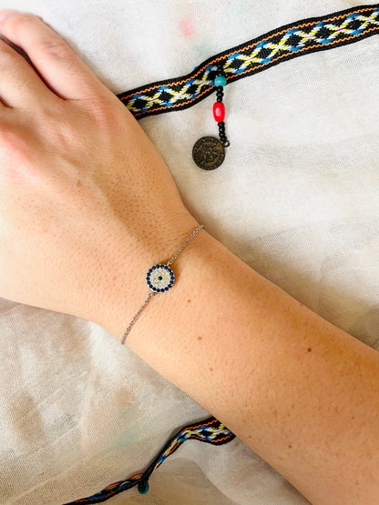 Evil Eye Bracelet - Small Diamond Blue Eye Bracelet