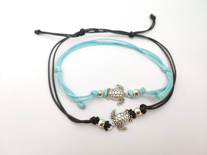 Black Turtle Anklet - Turquoise Turtle Ankle Bracelet