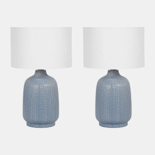 Sagebrook Accessories: Set of 2 Ceramic Blue Lamps
