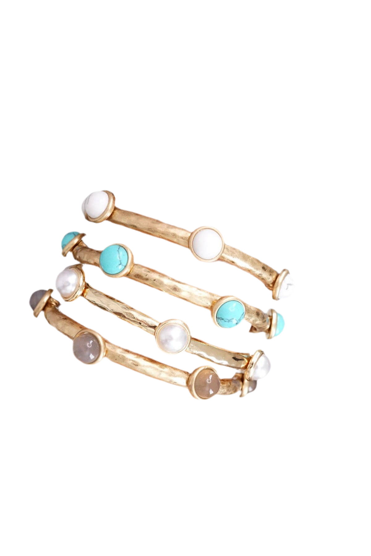 Jeweled Golden Bangle with semi precious stone dots