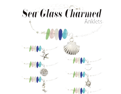 Puka Creations Sea Glass Charmed Anklets