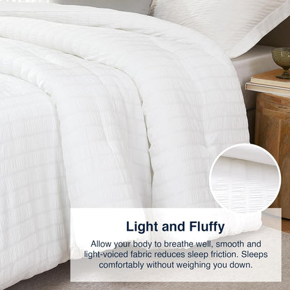 White Comforter Set - 3 Pieces Soft Fluffy Comforter & 2 Pillowcases