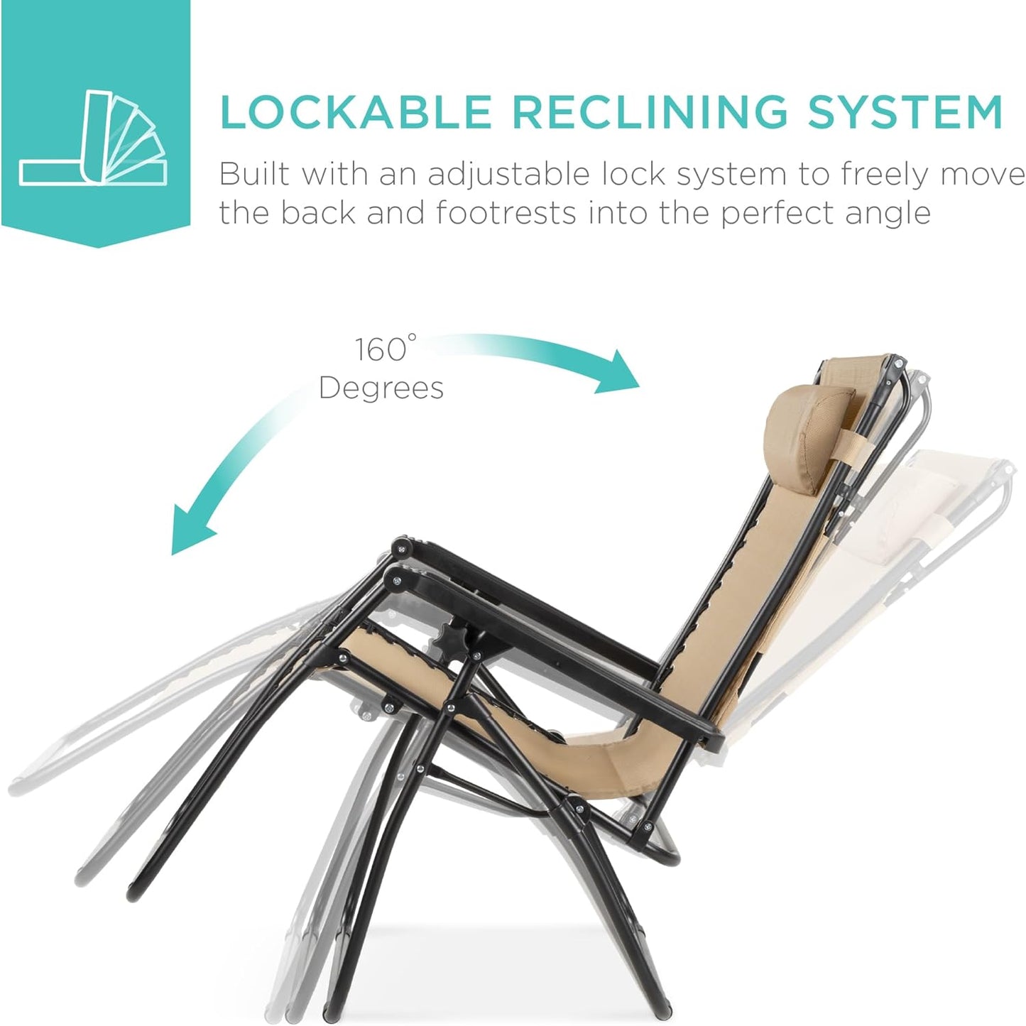 Outdoor Gravity Chair With Sunshade and Drink Tray - Beige