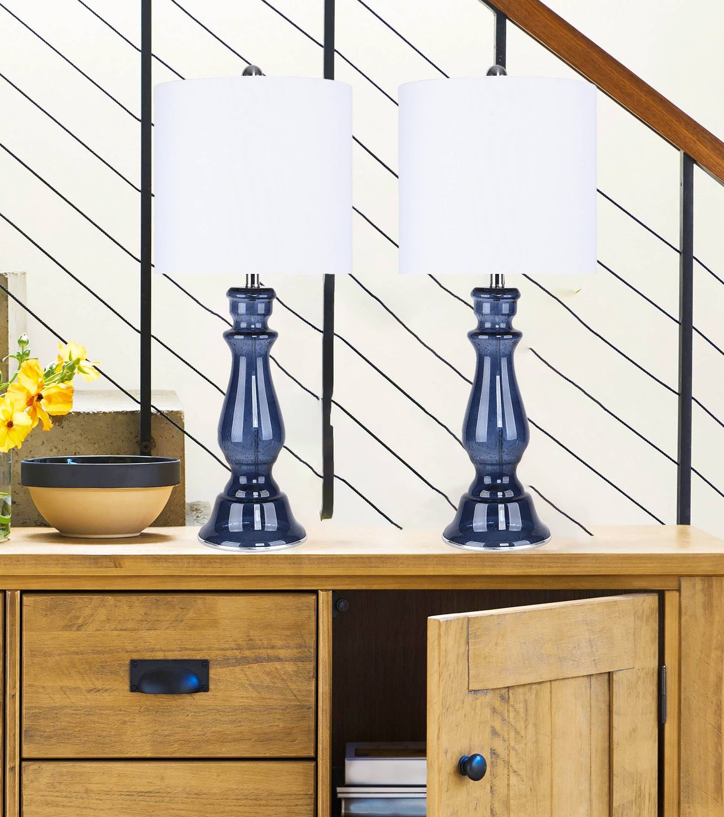 Bishop 25" Glass Table Lamp w/ Baluster-Inspired Body (2 PK)