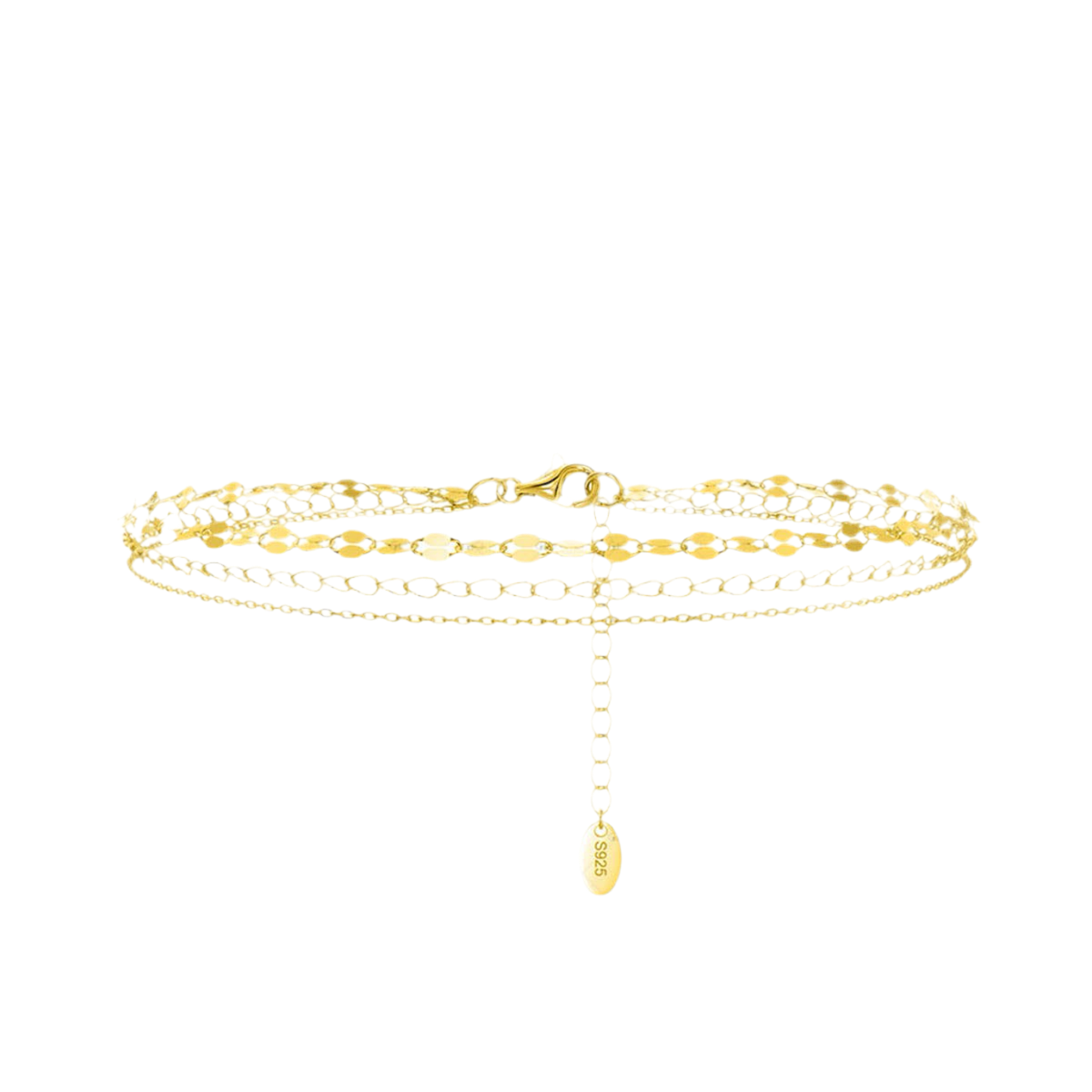 Silver 14k Gold Plated 3-Layer Stacking Anklet