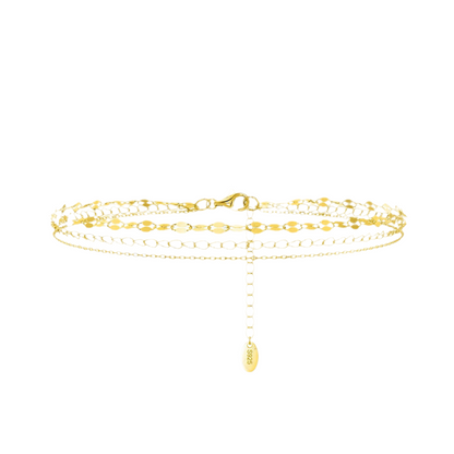 Silver 14k Gold Plated 3-Layer Stacking Anklet