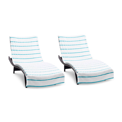 2 Pack of Chaise Lounge Chair Towels, 30 x 85, Fitted Pocket