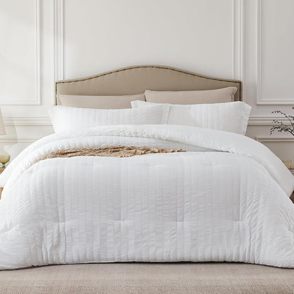White Comforter Set - 3 Pieces Soft Fluffy Comforter & 2 Pillowcases
