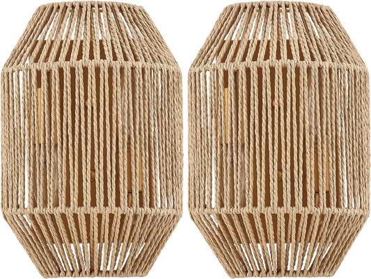 Set Of 2 Rattan Wall Sconces