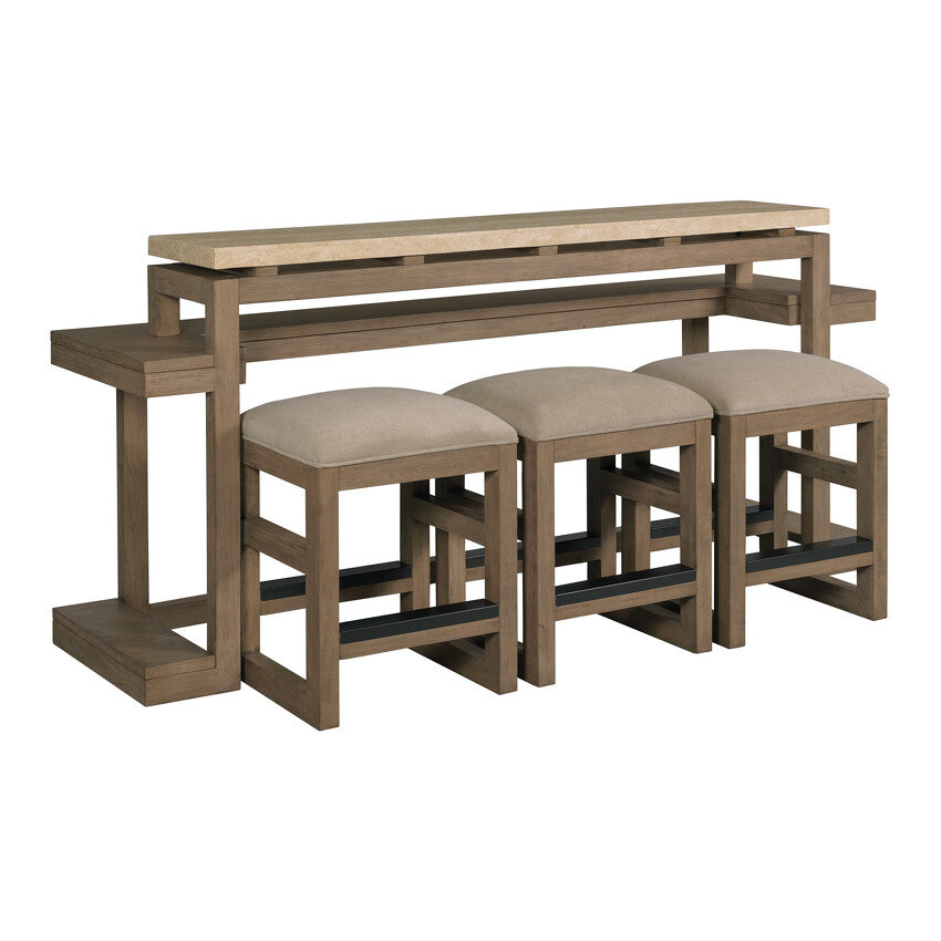 Hammary Counter Console With 3 Stools