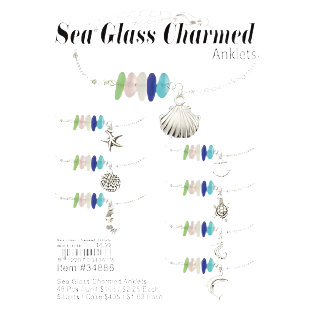 Puka Creations Sea Glass Charmed Anklets