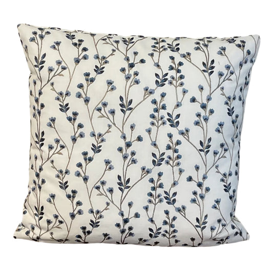Blue Floral Throw Pillow