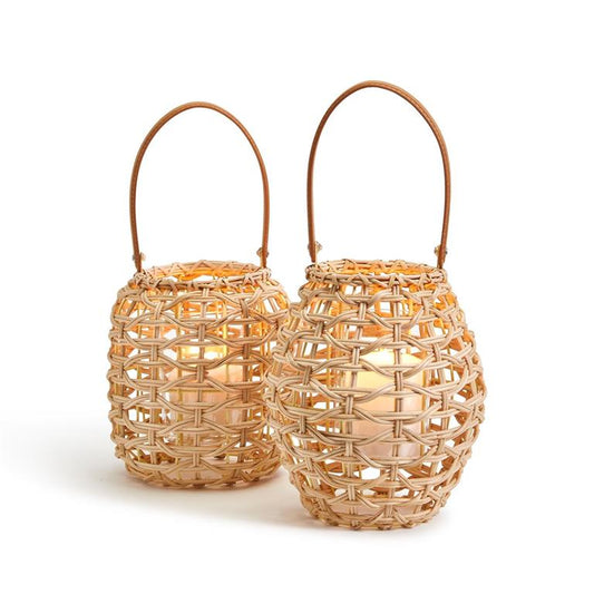 Two’s Company Accessories:Two’s Company Small Rattan Lantern Asst 2 Shapes