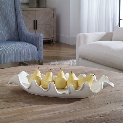 Ruffled Feathers Indoor-Outdoor Bowl, White