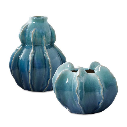 Ocean Wave Indoor-Outdoor Vases, S/2