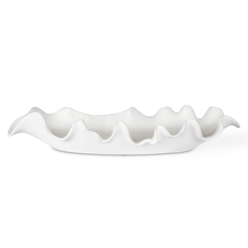 Ruffled Feathers Indoor-Outdoor Bowl, White