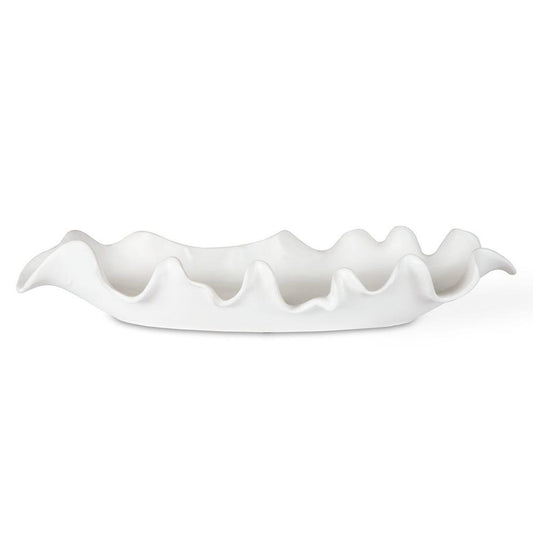 Ruffled Feathers Indoor-Outdoor Bowl, White
