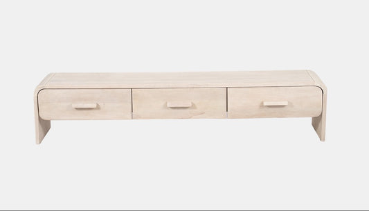 Wood Media Stand Whitewash