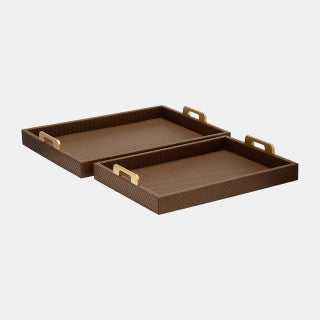 Sagebrook Accessories: Weave Trays Cognac