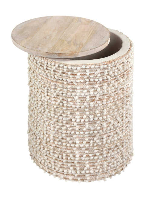 Natural boucle Handwoven Storage Side Table