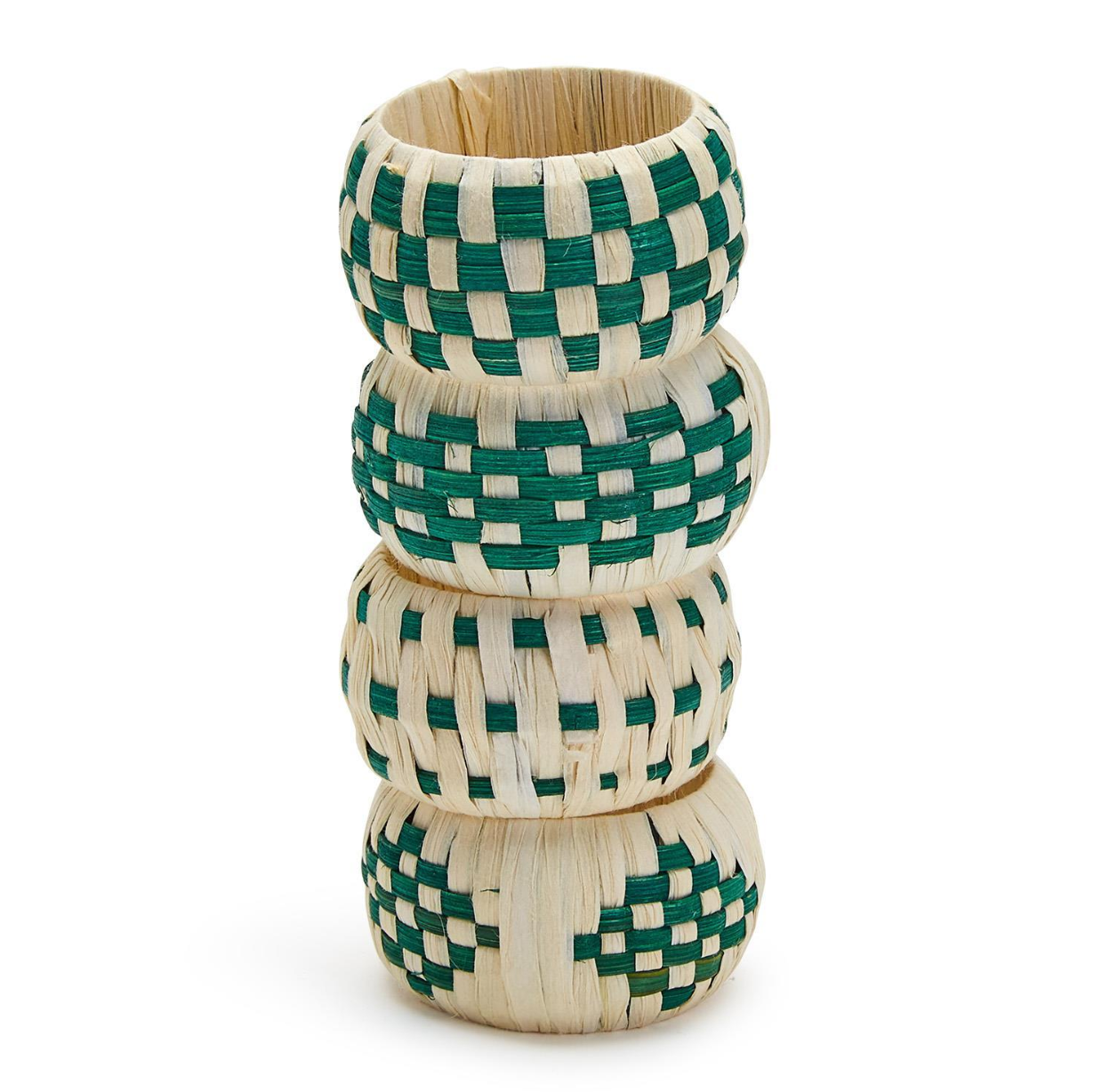 Woven Garden Set of 4 Napkin Rings - Raffia/Cane/Plastic