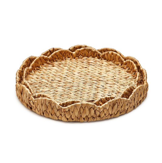 Set of 2 Scalloped Edge Round Tray Includes 2 Sizes
