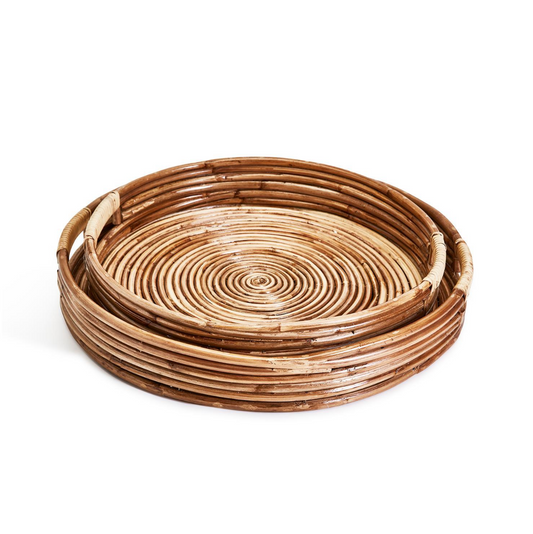 Cap Juluca Set of 2 Hand-Crafted Cane Round Tray
