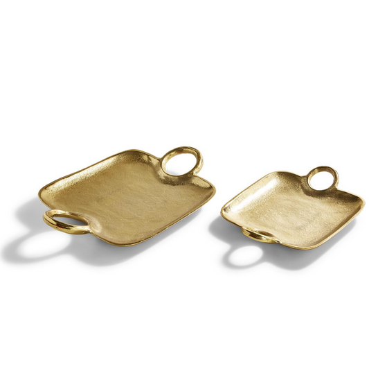 Metropolitan Set of 2 Decorative Gold Tray with Handles