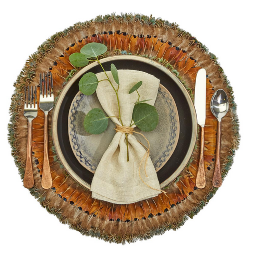 S/6 Guinea Feather Placemats