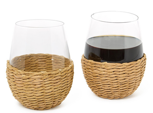 S/4 Island Chic Hand-Woven Lattice Stemless Wine Glass