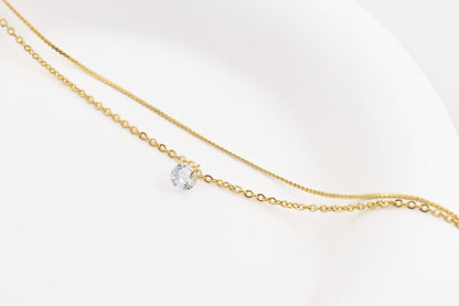 Dainty CZ Anklet - 18k Gold Diamond Ankle Bracelet