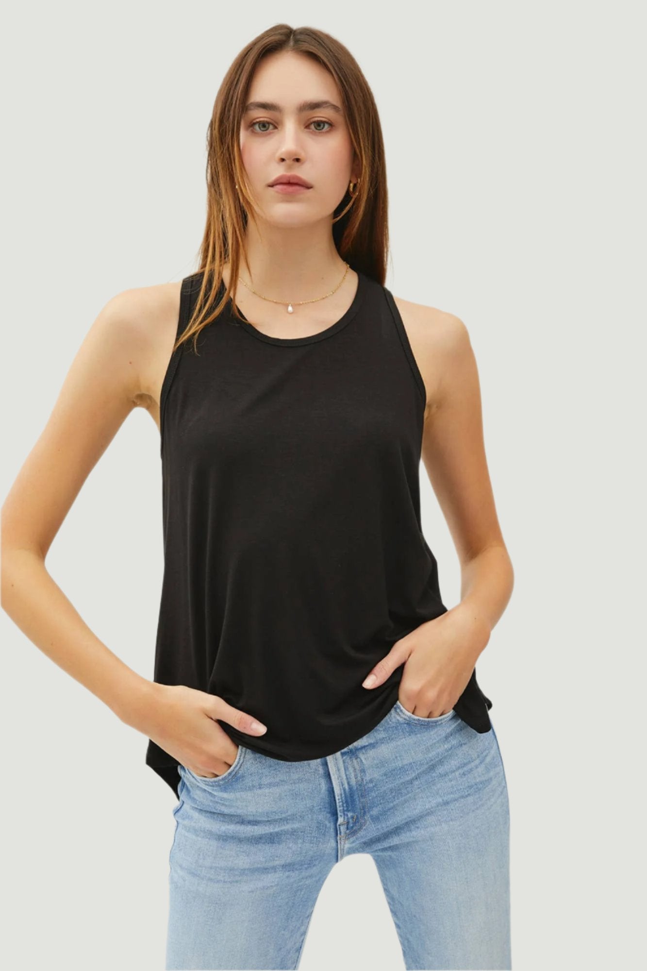 Soft Flowy Round Neck Tank Top