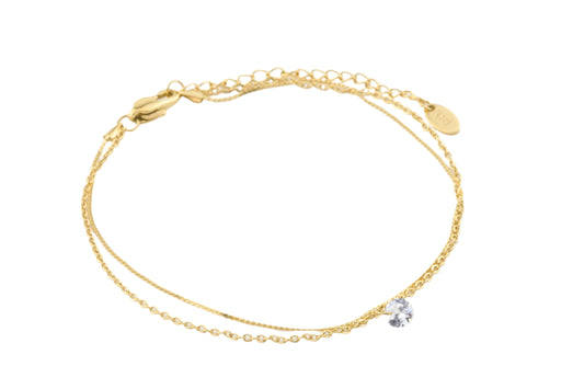 Dainty CZ Anklet - 18k Gold Diamond Ankle Bracelet