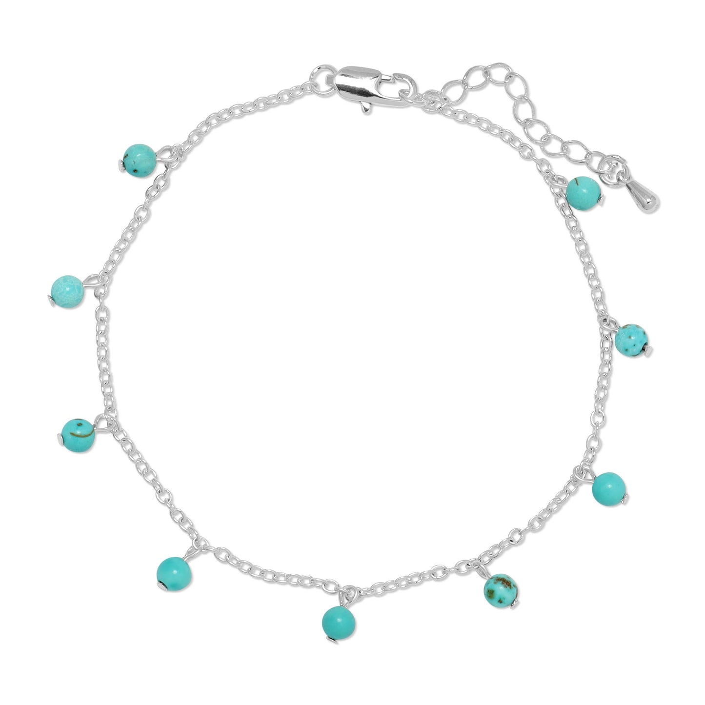Ankle Bracelet - Silver chain & Turquoise Howlite gemstones