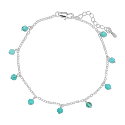 Ankle Bracelet - Silver chain & Turquoise Howlite gemstones