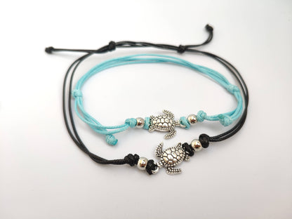 Black Turtle Anklet - Turquoise Turtle Ankle Bracelet